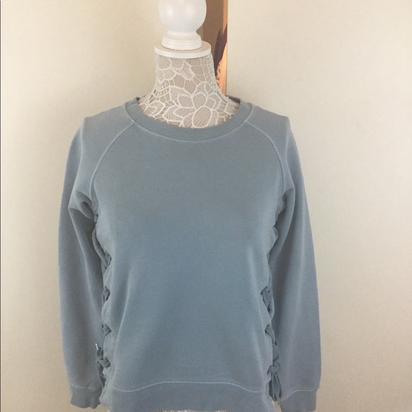 🚫🛑SOLD🚫🛑Sincerely Jules lace up blue pullover - Picture 6 of 8
